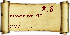 Minarik Benkő névjegykártya